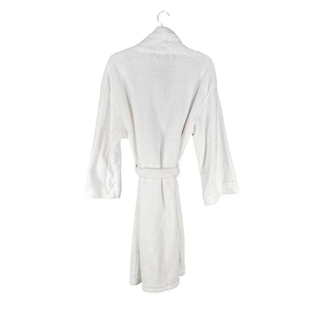 Ulta Beauty NWT Womens S/M White Textured Plush Spa Robe Belted Pockets